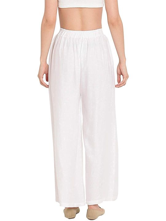 White Pure & Soft Viscos Rayon Palazzo Trousers for Women Relaxed Bottom Adult Palazzo Pants Viscose Palazzo Pants Regular Fit Flared Palazoo Pants Daily Use Stylish Plain Plazoo Trendz Cotton Viscose Loose Fit Flared Wide Leg Palazzo Plazoo - (Free Size)