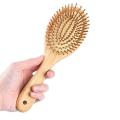 Wooden Hair Brush Large, Wooden Brush with Bamboo Bristles Anti-Static Reduces Frizz and Knots, Massaging Scalp, Bamboo Hair brush Paddle Detangling Hairbrush for Women, Men & Kids Thick Curly Dry Hair. 
