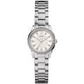 Guess Silver Stainless Steel White Dial Quartz Watch for Ladies - W0445L1. 