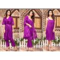 Sexy Nighty Set 3 Piece For Women / Romantic Night Dress / Hot Bridal Night Suit (GOWN + Inner Dress + Trouser) -Black. 