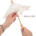 Cotton Umbrella Wedding Photography Prop Parasol Bridal Veil Ornament Lace Bride Embroidery White Umbrellas for Rain. 
