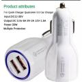 Car Charger fast QC 3.0 Qualcomm original Car Charger fast QC 3.0  fast charging with blue Lights, car charging Spot. 