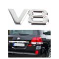 Toyota Land Cruiser 3D V8 Monogram | logo | Emblem With Double Tape Stainless Steel Chrome Plated Shine Size 7.5cm  3.2cm. 
