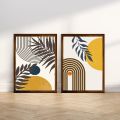 Set of 2 Boho Abstract Wall Art Frames A4 A3 Plastic Frame for Home Decor. 
