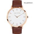 High Quality Store New The Fifth Brand Women Men Casual Simple Quartz Analog Watch Golden Leather Band Wrist Watches - intl. 