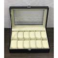 12 Slot Wrist Watches Storage Box - Black Leather Watch Display Box. 