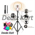 Pack of 4 - 7 Feet Tripod Stand, 26cm Ring Light, Collar Boya Mic, Tripod Holder Elegant Home. 
