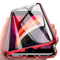 For iPhone SE 2020 Casing 360° Full Body Transparent Tempered Glass with Magnetic Adsorption Metal Bumper Case Cover. 