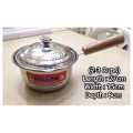 Stainless Steel Sauce Pan/ Saucepan with Lid For Tea/Milk Boiling Water Wood Handle Size No.5, 6, 7, 8 & 9. 