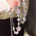 Fashion Exquisite Pink Crystal Flower Bracelets For Women Girls Sweet Sparkling Light Luxury Bracelet Party Jewelry Gift Qoddess. 