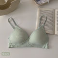 Seamless bra small chest gathered wireless bra soft bra thin bra comfortable bra simple bra push up bra girl bra. 