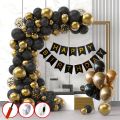 Birthday Decoration Kit Banner Black And Golden Metalic Balloons Set For Birthday Decoration|| Decorative Items for Birthday Style 2. 