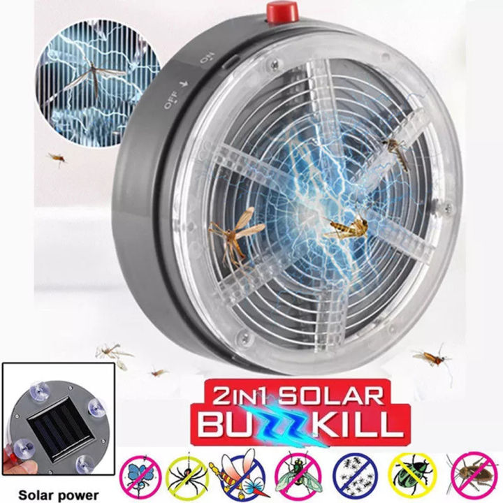 Solar Buzzkill Solar Powered 2in1 Buzz UV Lamp Light Fly Insect Bug Mosquito Kill ...