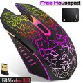 Professional 3600 DPI Rechargeable Gaming RGB USB Wireless Optical Mouse with 6 Programmable Buttons - White 2.4G Backlit Mice. 