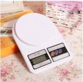 Electronic Digital Kitchen Weighing Machine: 10kg Weight Scale with Backlit LCD (Shop, Food, Cake, Kids Food, Spices, Vegetables, Liquids, Chicken, Fruits) - White. 