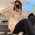 Coral Velvet Pajamas Women's Autumn And Winter Internet Celebrity Starfish Fleece Lined For Women Thickened Set Flannel Spring And Autumn Day Home Wear. 