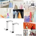 Pack of 2 Stainless Steel  Kitchen Bedroom Washroom Wardrobe Cabinet Drawer Over The Hanging Door Hook Hanger Organizer. 