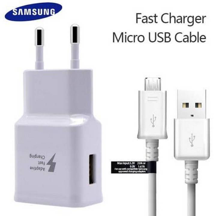 Samsung Fast Charger with Data Cable for Smartphones, White