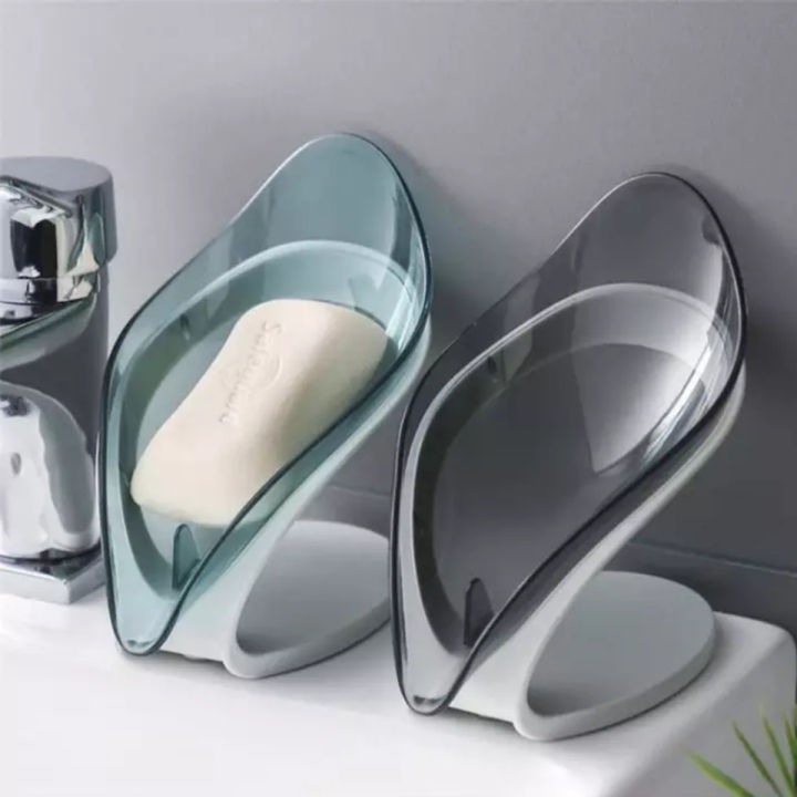 Smart soap holder very stylish and high quality leaf shape for bathroom and kitchen household essentials self adhesive soap dispenser bathroom accessories kitchen accessories leafy dish