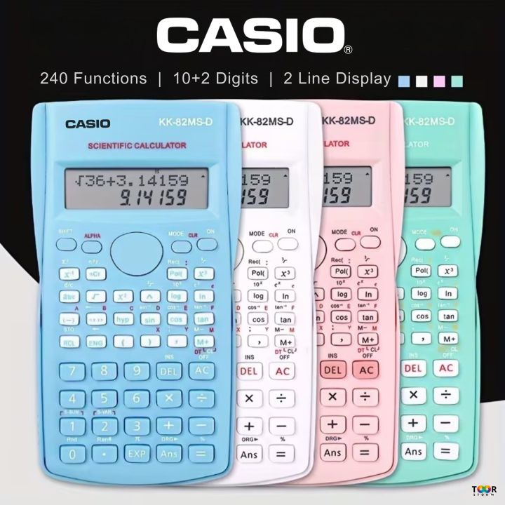CAS.IO KK-82MS-D Full Color Multi-Function Calculator Exam Special Scientific Calculator Function Calculator 4 Colors Available 240 Functions Large Screen Dual Line Display 10+2 Digit Display Comes with Slide On Case