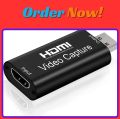 HDMI Capture Card 4K HD to USB2.0 Capture HDMI Card Video Grabber Record Box 1080P@30Hz Camera Recording Live Streaming. 