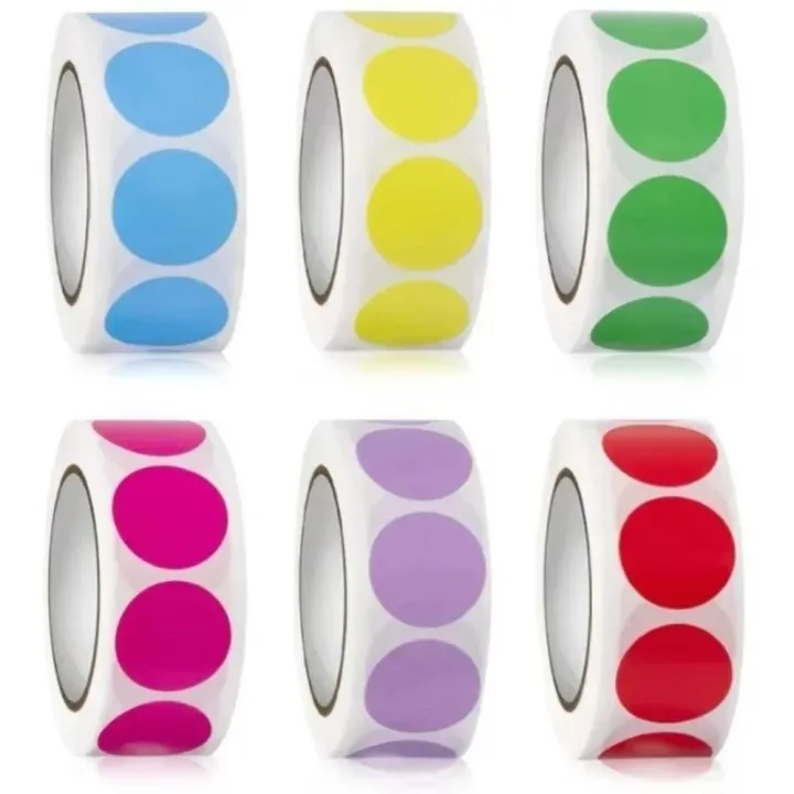 New 19mm Round Color Coding Labels Coated Paper Waterproof Color Round ...
