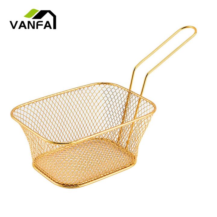 Food Stall Fry Basket Mini French Fries Basket Strainer Stainless Steel Non-slip Handle Easy to Clean Kitchen Gadgets for Fry Basket for Kitchen