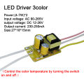 LED Driver 3 color AC90-265V 1-3W 4-7W 8-12W Current 250mA Lighting Transformers For LED Bulb Power Supply Double color 3Pin. 