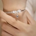 Fashion Jewelry Silver Cute Sweet Bow Bell Girl Bracelet Ladies Girl Elegant Trend Charm Bracelets For Girls Stylish Festive Birthday Friends Gift Jewelry Soomas Jewels Bracelets For Women. 