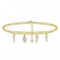 Fashion Women Rhinestone Birth Year Anklet Foot Ankle Chain Pendant Jewelry Gift. 