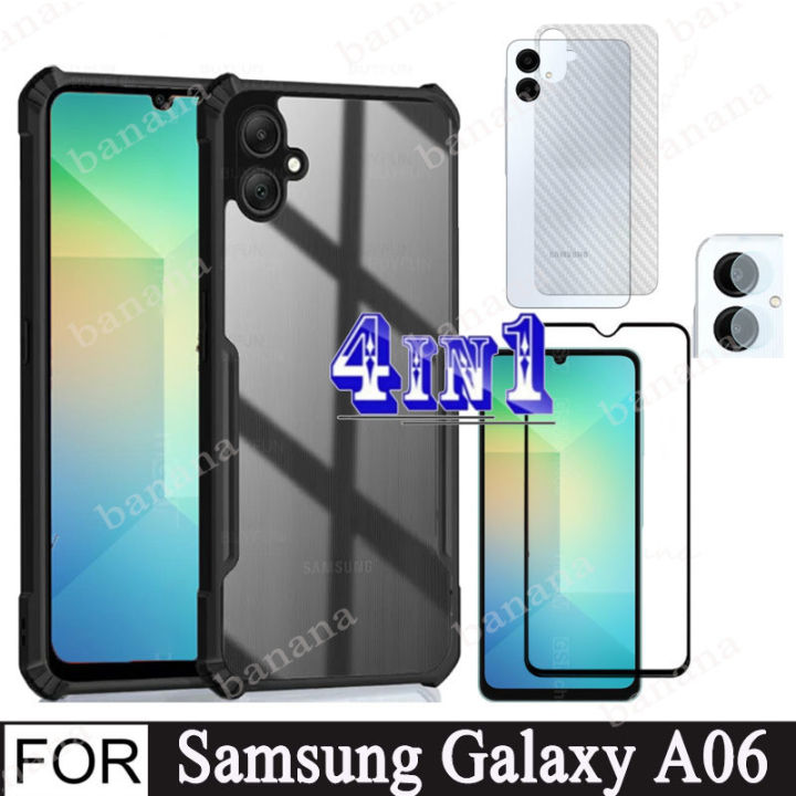 Samsung A06 A05 Shockproof Phone Case for Samsung Galaxy A05s 4 in 1 Camera Lens Glass Screen Protector and Privacy Ceramic membrane and back film