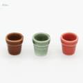 3 Piece Porcelain Miniature Flower Pot Toy For 1 / 12. 