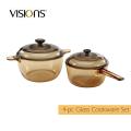 VISIONS® 4-piece Glass Cookware Saucepan Cookpot Set. 