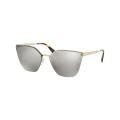 Prada Sunglasses Square Metal Gold Frame Laser Flower Silver Mirror Lenses-PR68TS-ZVN121-63. 