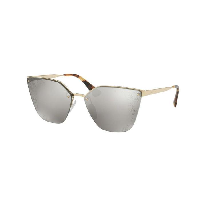 Prada Sunglasses Square Metal Gold Frame Laser Flower Silver Mirror Lenses-PR68TS-ZVN121-63