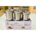 stainless steel storage jars set of 3 / storage kitchen canisters set premium quality in wholesale price. 
