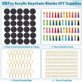 120PCS Black Acrylic Keychain Blanks Round Circle Disc Christmas Ornaments for Vinyl Kit Including DIY Keychain Vinyl Crafting. 