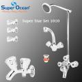 Bathroom Set Shower Set Wall Mounted Complete Bathroom Fitting 100% Brass Chrome Super Ocean Sanitary fittings Super Star Set. 