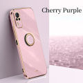 For Vivo Y53s Y51s Y31 Back Cover with Ring Holder Stand Luxury 6D Plating Square Frame Shiny Case Camera Lens Protection Soft Silicone Mobile Phone Cases. 