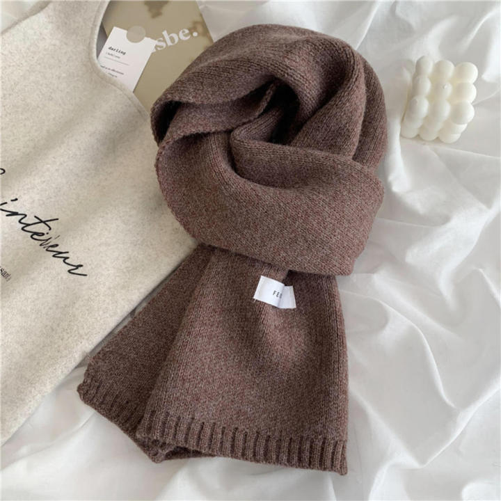 Solid Color Soft Scarf For Women Autumn And Winter Warm Lovely Knit Neck