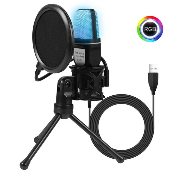 YANMAI SF666R RGB Gamimg Computer Microphone Condenser Wire Mic for Podcast Recording Studio Streaming Laptop Desktop SF-666R