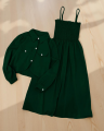 Kaaj Button Coati with Gazzer Romper Frock - 2 Piece Dress for Girls & Women | Summer Collection 2025 | Eid Special | Casual & Party Wear. 