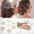 pack of six Hair Accessories Pearls Beads Hairpins Flower Bridal Wedding Hair Clips Ornament. 