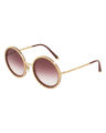 Dolce & Gabbana Cuore Sacro Collection Round Metal Gold/Red Frame Purple Gradient Lenses-DG2211-02/8H-53. 