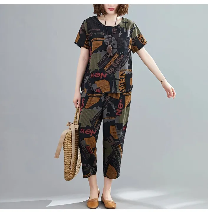 two%20piece%20set%20women%20Cotton%20Linen%20Summer%20Loose%20tshirt%20Lady%20Tops%20Shirt%20and%20Harem%20Pants%20Fashion%20Letter%20Print%20ropa%20mujer%20-%20Image%207