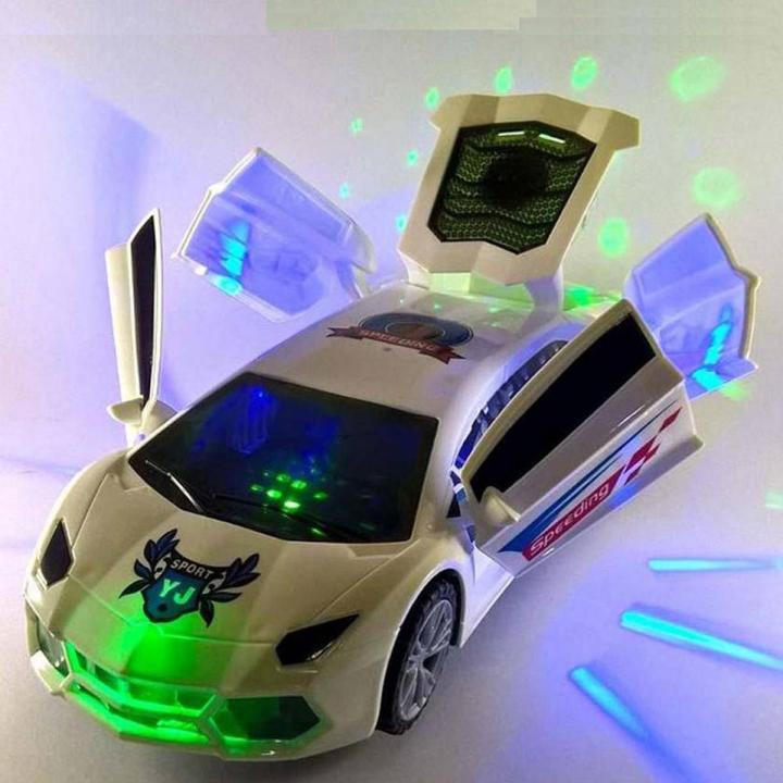 YIJUN - 3D Super Car Toy With 360 Degree Rotation & Door Opening - White