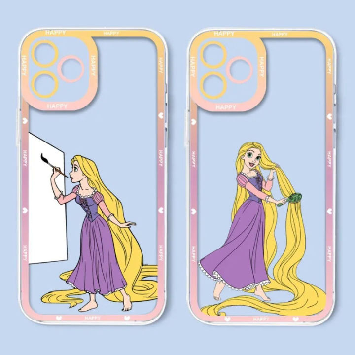 【NShisasN】Tangled Rapunzel Tangled Phone Case Telefoon For IPhone 13ProMax 14 13 12 11 Pro Max Mini Transparent Fine Hole Soft Cover