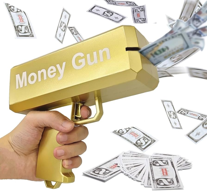 Rain Money Gun Paper Spary Machine Toy Gun Money Gun with 100 Pcs Play Money Cash Gun Party Supplies (Money glue Gun) - PMP