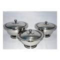Pack of 3 Stainless Steel Salan Donga Set Durable Made Steel Set With Lid-Basic Kitchen Accessories. 
