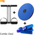 COMBO DEAL HIGH QUALITY DOUBLE SPRING TUMMY TRIMMER AND COLOR TWISTER EXERCISE MACHINE ABS DISC AND JUMPING SKIPPING ROPE. 